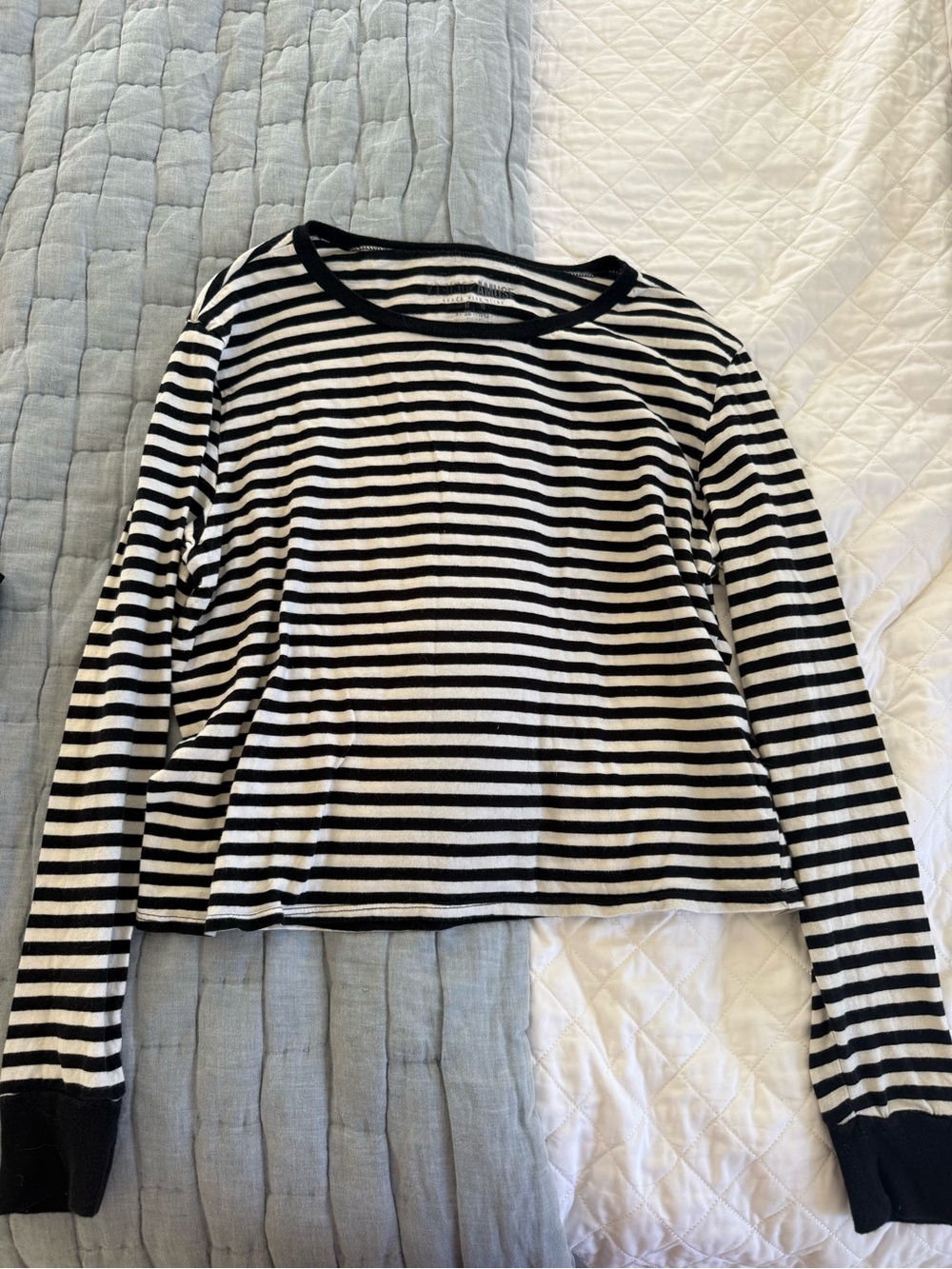 Amuse Society “beach vida bling” Black and White Striped Long Sleeve Tee